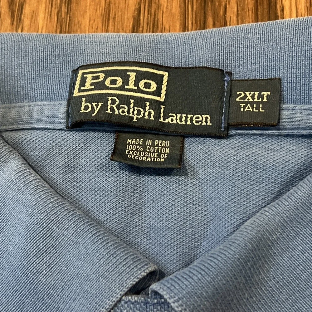 Polo Ralph Lauren Polo Shirt Size 2XLT Blue Short Sleeve Cotton Pique Pony Logo